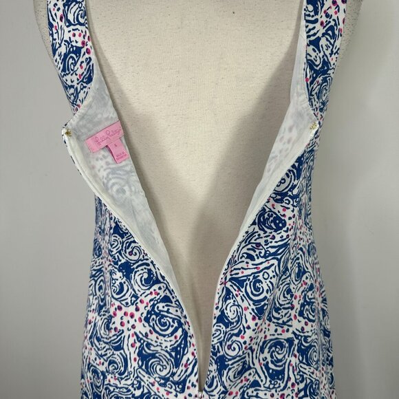 Lilly Pulitzer Delia Indigo Star Crush Print Vintage Dobby Shift Dress 6 - Picture 11 of 13